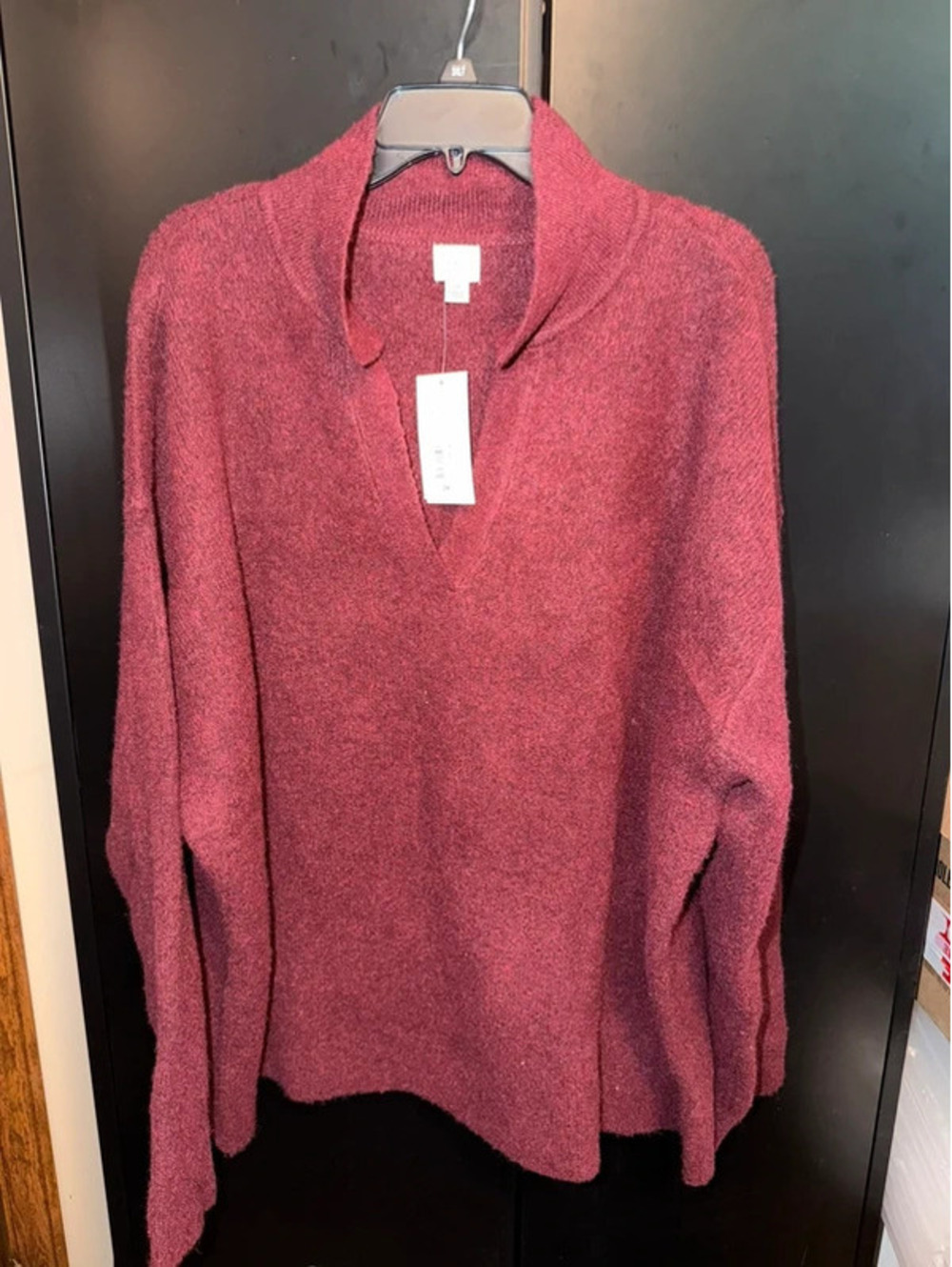 A New Day Women’s 2X Burgundy Cozy Collared V-Neck Sweater NWT